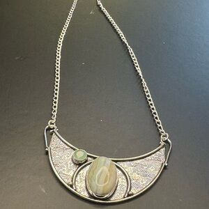 Imperial Jasper Green Chalcedony 925 Silver Plated Necklace 18"